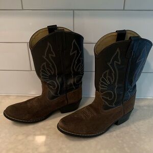Masterson Boot Company Boys Size 4.5 Boots Cowboy Brown Leather Suede RB2003Y